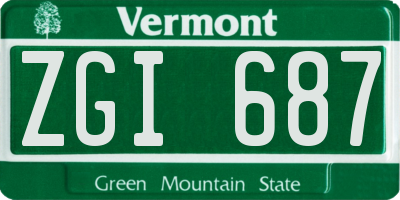 VT license plate ZGI687