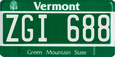 VT license plate ZGI688