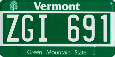 VT license plate ZGI691