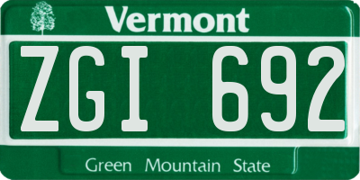 VT license plate ZGI692