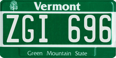 VT license plate ZGI696