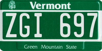 VT license plate ZGI697