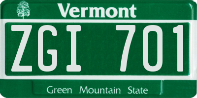 VT license plate ZGI701