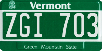 VT license plate ZGI703