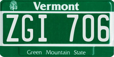 VT license plate ZGI706