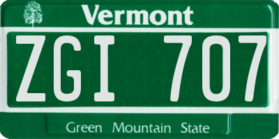 VT license plate ZGI707