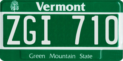 VT license plate ZGI710
