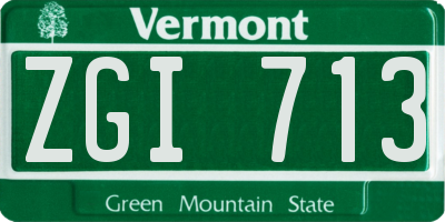 VT license plate ZGI713