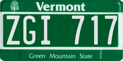 VT license plate ZGI717