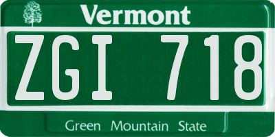 VT license plate ZGI718