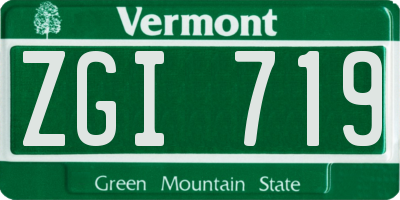 VT license plate ZGI719