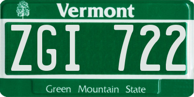 VT license plate ZGI722