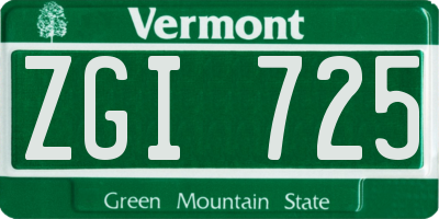 VT license plate ZGI725