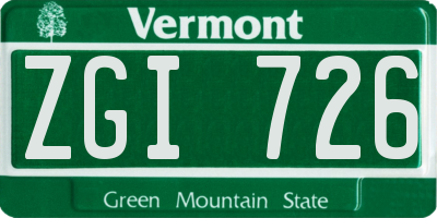 VT license plate ZGI726