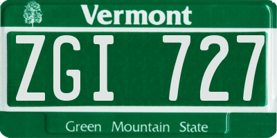 VT license plate ZGI727