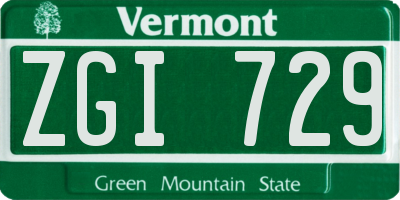 VT license plate ZGI729