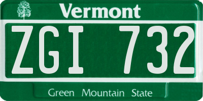 VT license plate ZGI732
