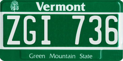 VT license plate ZGI736