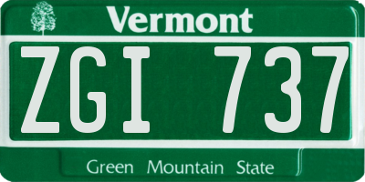 VT license plate ZGI737