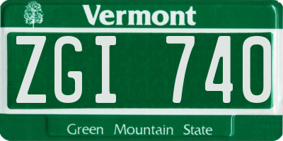VT license plate ZGI740