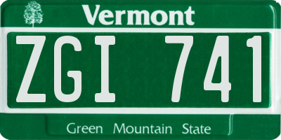 VT license plate ZGI741