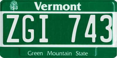 VT license plate ZGI743