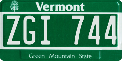 VT license plate ZGI744