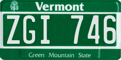 VT license plate ZGI746