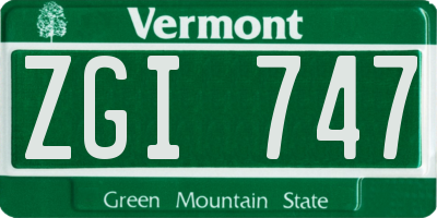 VT license plate ZGI747