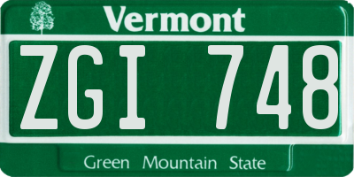 VT license plate ZGI748