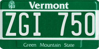 VT license plate ZGI750