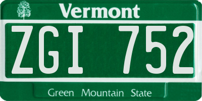 VT license plate ZGI752