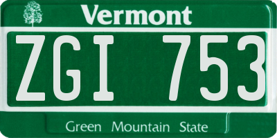 VT license plate ZGI753