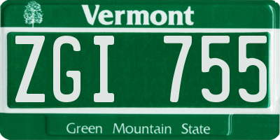VT license plate ZGI755