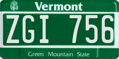 VT license plate ZGI756