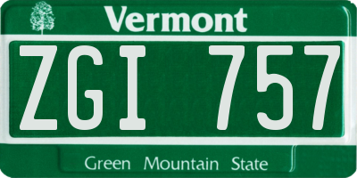 VT license plate ZGI757
