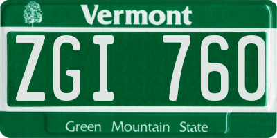 VT license plate ZGI760