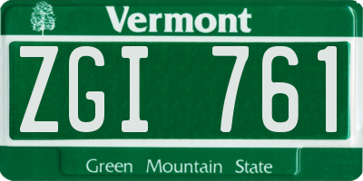 VT license plate ZGI761
