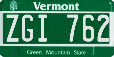 VT license plate ZGI762