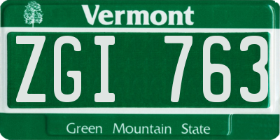 VT license plate ZGI763
