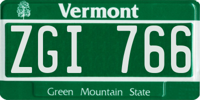 VT license plate ZGI766