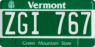 VT license plate ZGI767