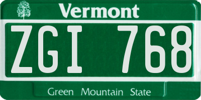 VT license plate ZGI768