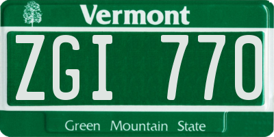 VT license plate ZGI770