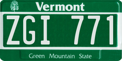 VT license plate ZGI771