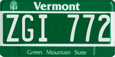 VT license plate ZGI772
