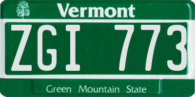 VT license plate ZGI773