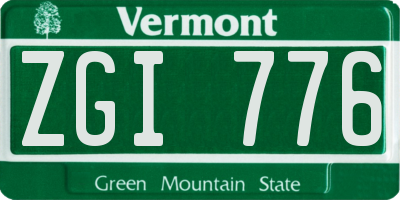 VT license plate ZGI776