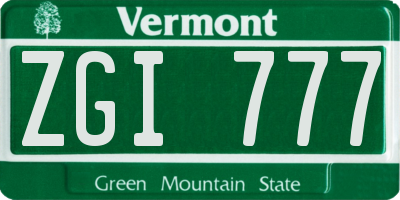 VT license plate ZGI777