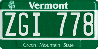 VT license plate ZGI778